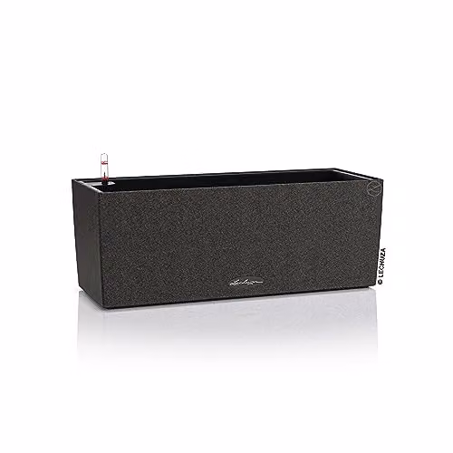 Lechuza BALCONERA Stone 50 Self Watering Planter in Graphite Black, W/D/H: 50 x 19 x 19 cm