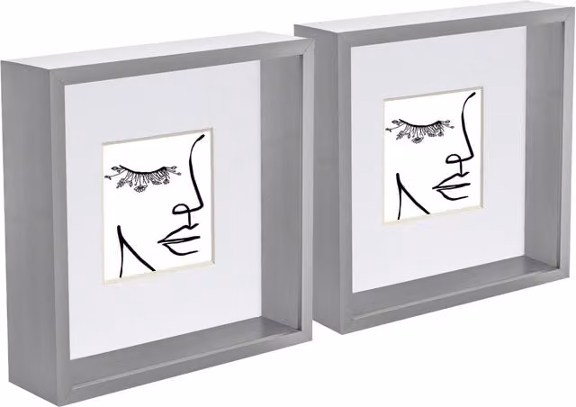 Nicola Spring Pack of 5 Square 3D Deep Box Photo Frames in Grey and White, H x W x D: 20.32 x 20.32 x 5.08 cm