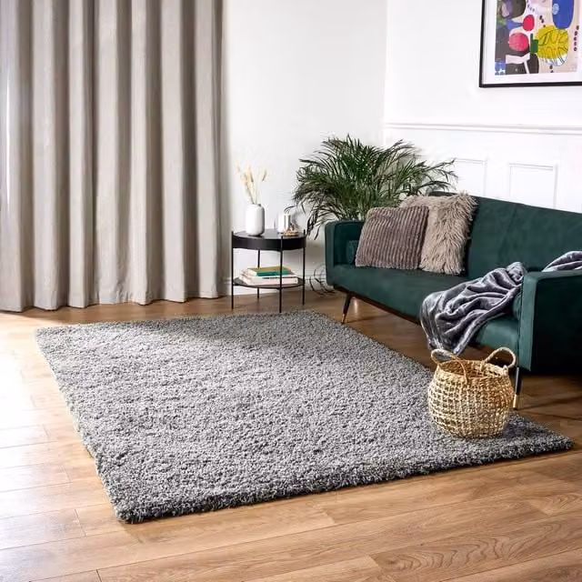 Bravich LTD Shaggy Area Rug in Light Grey, W: 110 cm, L: 160 cm