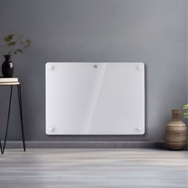 Futura 1000W Electric Glass Panel Heater, White, Wall Mounted or Freestanding