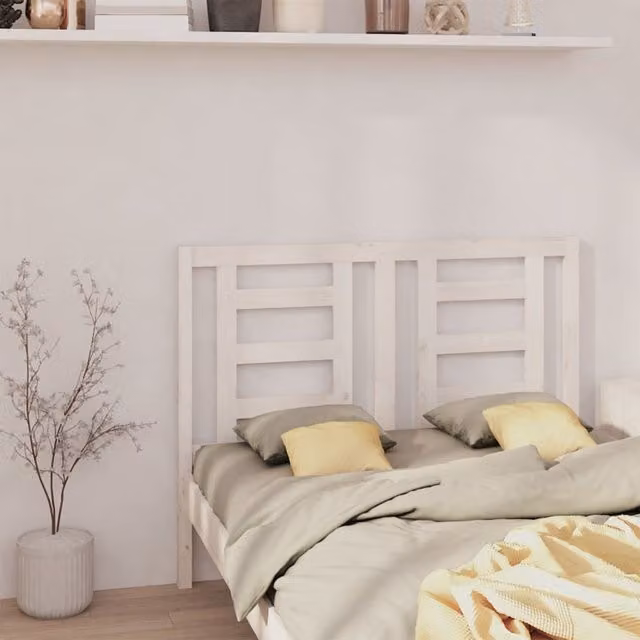 Berkfield Home White Solid Pine Wood Bed Headboard, W: 126 cm, D: 4 cm, H: 100 cm