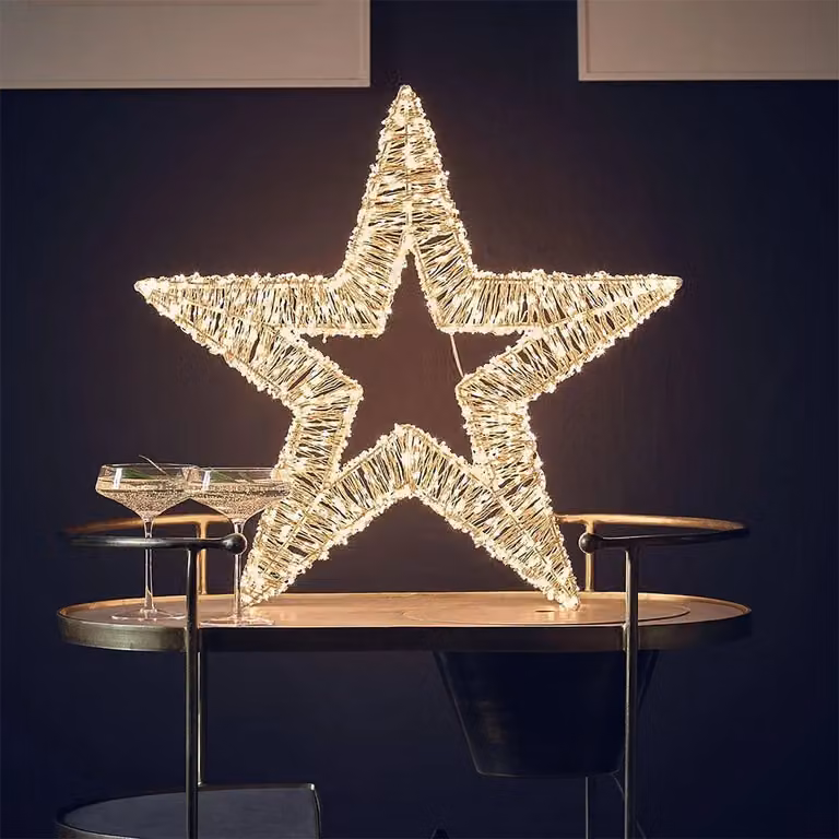 Noma White Micro LED Double Sided 3D Hanging Star Christmas Decoration, Diameter: 60 cm
