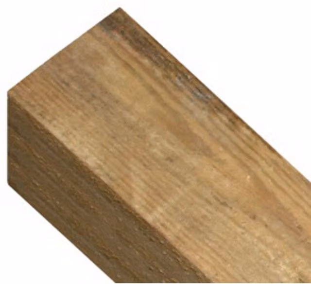 Burbage Iron Craft Square Top Post in Brown, Pressure Treated Redwood, W: 10 x 10 cm, H: 240 cm