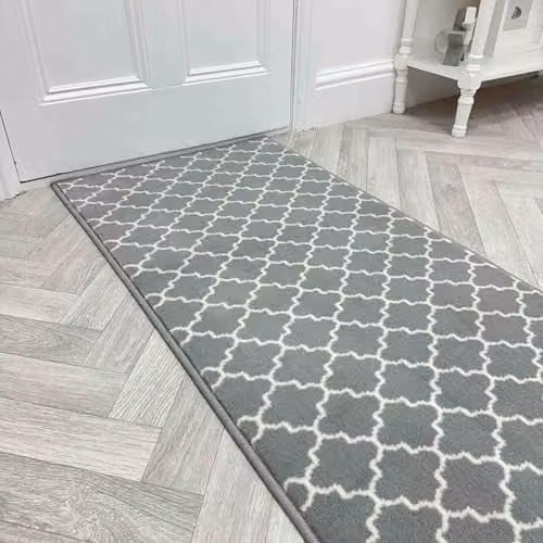 runrug Avanti Hallway Runner Rug, Light Grey, W: 70 cm, L: 180 cm, Thickness: 9 mm