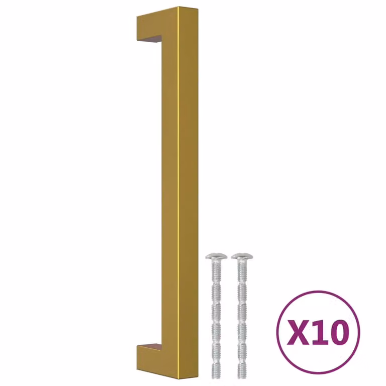 Berkfield Home Gold Brushed Stainless Steel Bar Cabinet Handles, 10 Pack, Length: 160 mm
