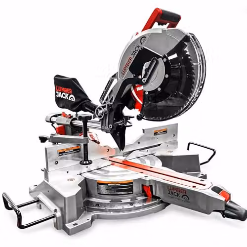 Lumberjack 12 Inch Double Bevel Mitre Saw with LED Shadow Light in Red W/D/H: 1000 x 760 x 340 mm