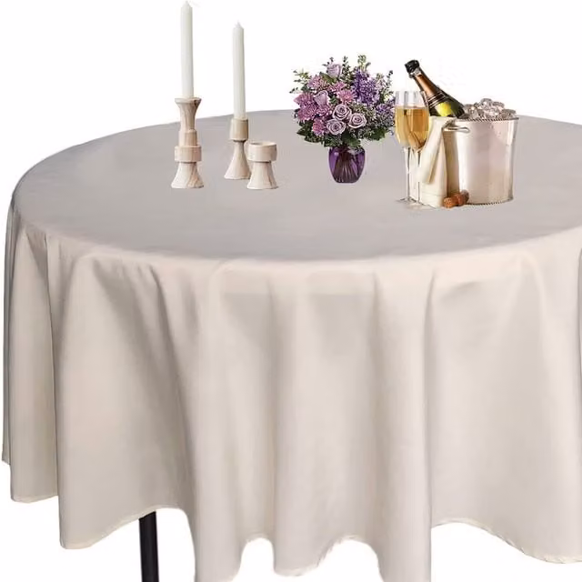 Trimming Shop Plain Round Wedding Tablecloth in Beige and Yellow