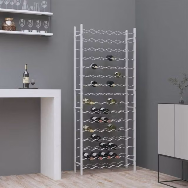 Berkfield Home White Metal Wall Mounted Wine Rack for 96 Bottles