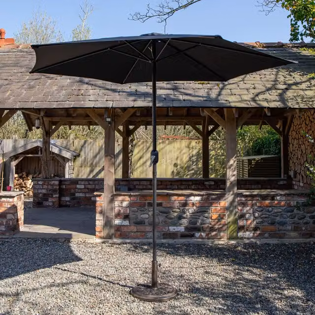 Samuel Alexander Black Havana Garden Parasol with Crank Handle, W/D/H: 270 x 270 x 235 cm