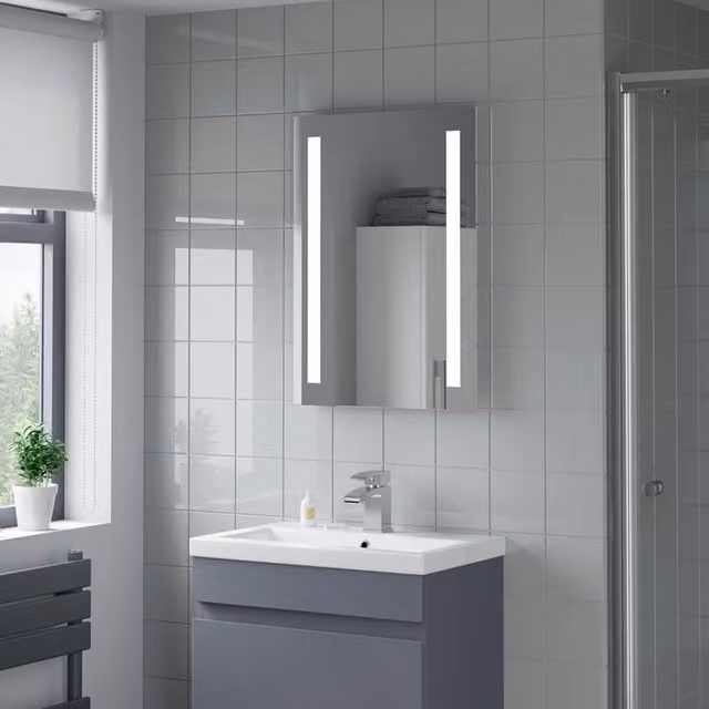 Bathwell Aqua LED Bathroom Mirror in Silver, Rectangular Wall Mounted Design