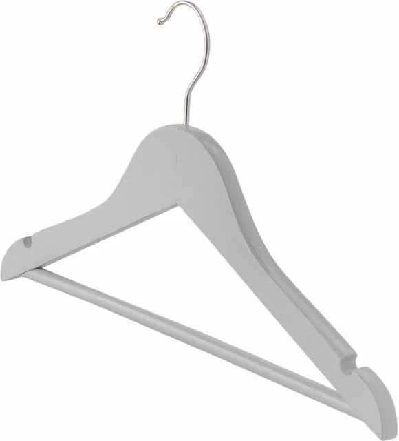 Havendro Wooden Kids Hangers with Trouser Bar, Grey, Pack of 20