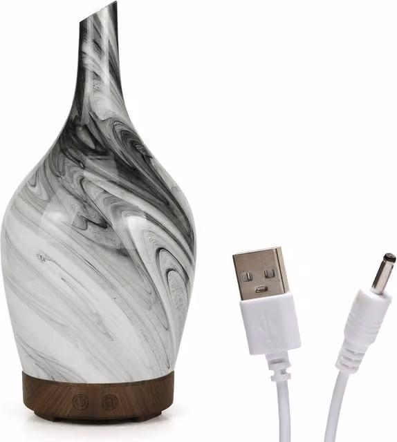 KDMD Abstract Glass and Ceramic USB Ultrasonic Electric Aroma Atomiser Diffuser in White and Multicolour