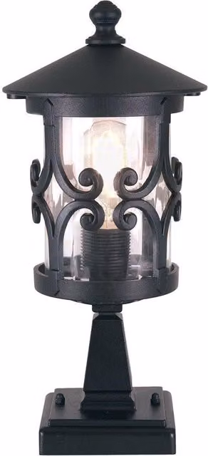 Netlighting Hereford Black Metal Outdoor Pedestal Lantern with E27 Socket