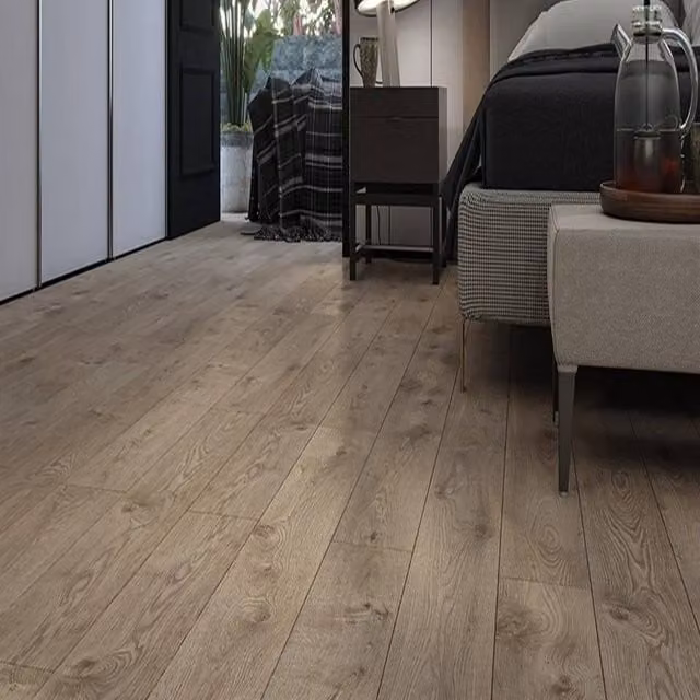 AGT EfftPre Wood Effect Click Laminate Flooring in Light Khaki