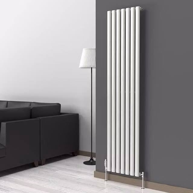 Lux Heat Oval Coloured Vertical Radiator in Dove Grey, H 180 cm x W 42 cm