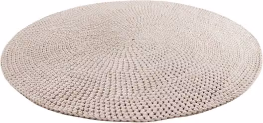 Zuri House Moon Crochet Round Cotton Rug in Beige, Diameter: 170 cm