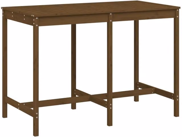 Berkfield Home Rustic Rectangular Garden Table in Brown Solid Pine, W/D/H: 159.5 x 82.5 x 110 cm