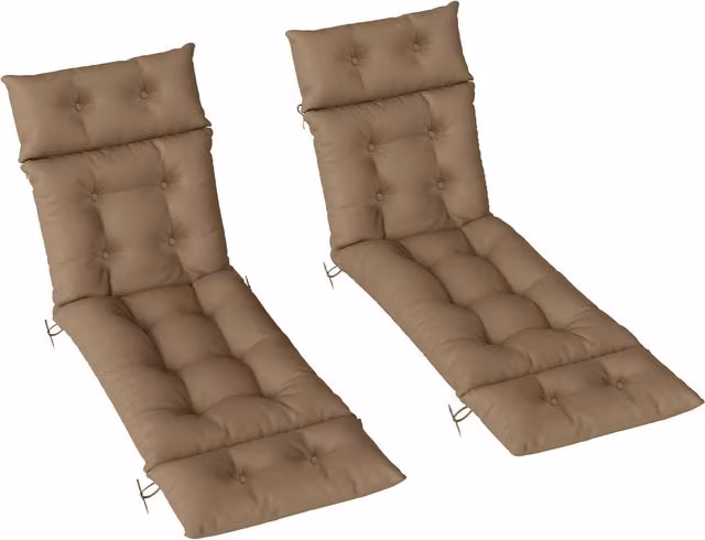 Outsunny Set of 2 Rectangular Sun Lounger Cushions in Brown Polyester, W: 190 cm, D: 56 cm
