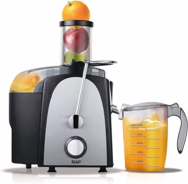 RAF Black Stainless Steel Low Noise Centrifugal Juice Extractor, 1000ml