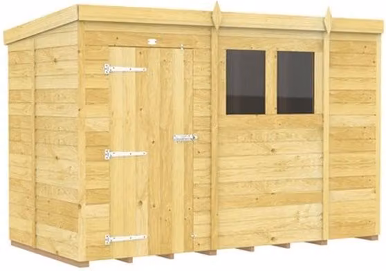 Buttercup Farm Brown Wood Pent Shed with Single Door and Windows, L302 x W147 x H201 cm