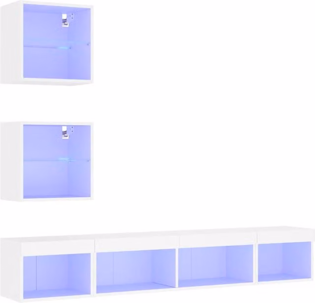 Berkfield Home Modern 5 Piece White Glossy TV Wall Unit with Integrated LED Lighting