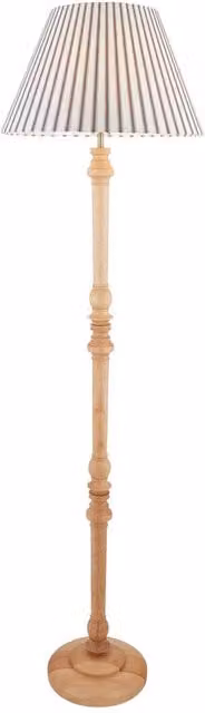 First Choice Lighting Julian Natural Wood Floor Lamp with Fabric Shade