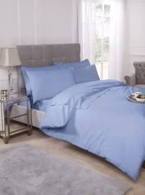 New Edge Blinds Blue Percale Duvet Cover, W: 90 cm, L: 200 cm