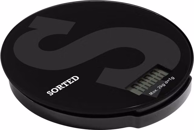 Orsina Black Glass Digital Kitchen Scale with 2kg Capacity