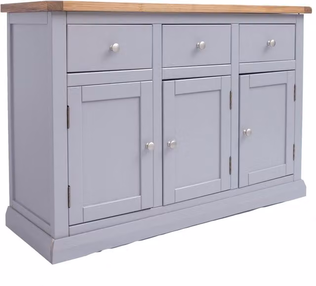 Cabinet Bits Rocca Grey 3 Door 3 Drawer Sideboard in Wood and MDF
