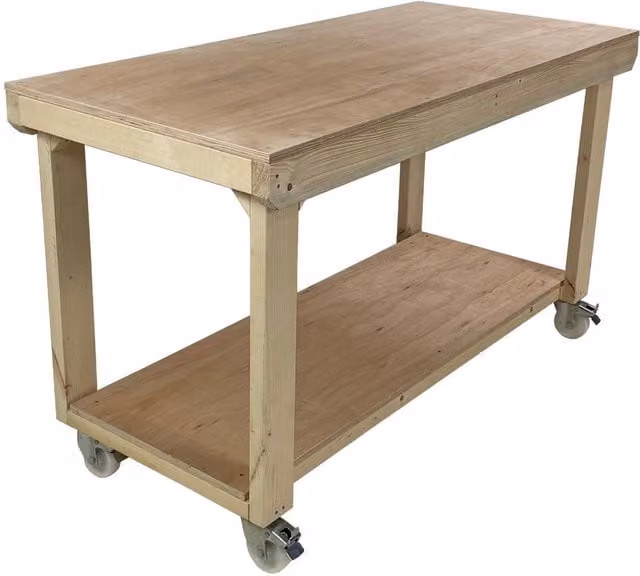 Arbor Garden Solutions Eucalyptus Top Wood Workbench with Wheels, Multicolour (Red and Brown)